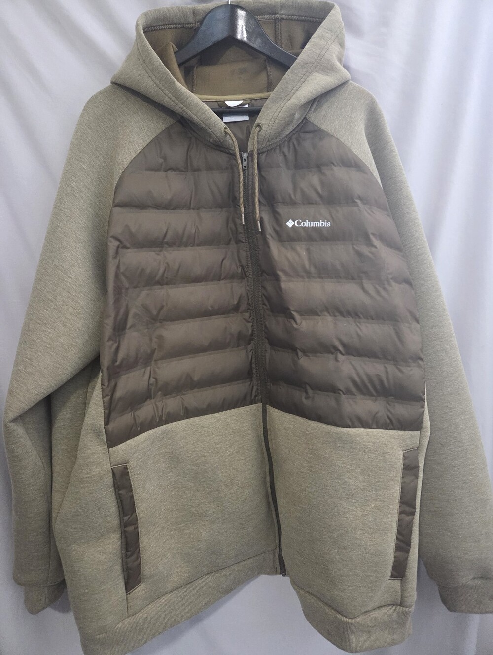 Columbia Men's 3X Hybrid Puffer Fleece Hoodie Jacket Olive Green